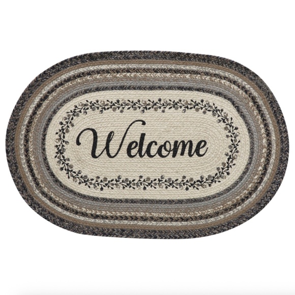 Farmhouse Jute Braided Floral Vine Welcome Rug Door Mat Country Cottage Rustic - Picture 2 of 4